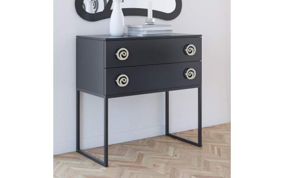 Comoda Moderna Madera Metal 2 Cajones Serie Napoles