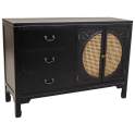 Comoda Negra Rustica 3 Cajones 2 Puertas Serie Alika