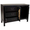 Comoda Negra Rustica 3 Cajones 2 Puertas Serie Alika