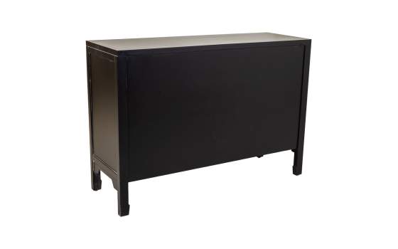 Comoda Negra Rustica 3 Cajones 2 Puertas Serie Alika