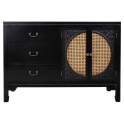 Comoda Negra Rustica 3 Cajones 2 Puertas Serie Alika