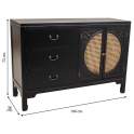 Comoda Negra Rustica 3 Cajones 2 Puertas Serie Alika