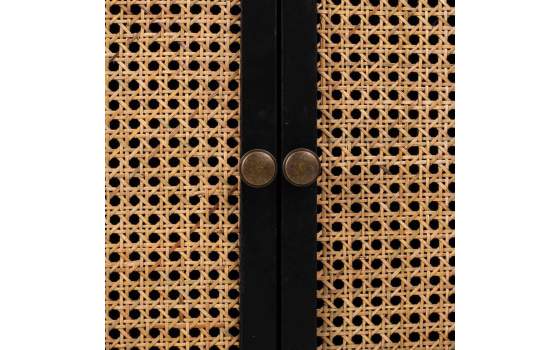 Comoda Negra Rustica 3 Cajones 2 Puertas Serie Alika