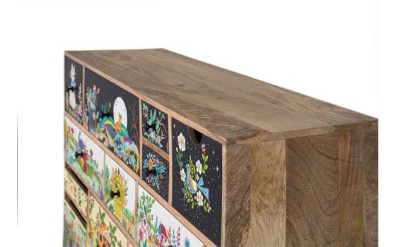 Comoda Oriental 14 Cajones Decorados en Colores Alverit