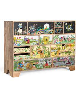 Comoda Oriental 14 Cajones Decorados en Colores Alverit