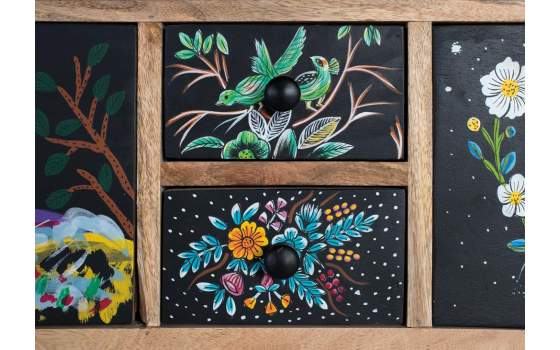 Comoda Oriental 14 Cajones Decorados en Colores Alverit