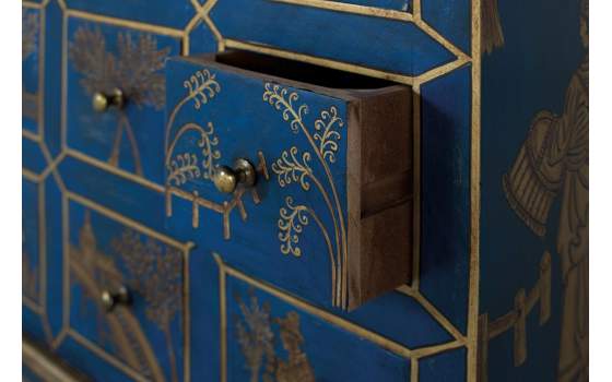 Comoda Oriental China 9 Cajones Pintados a Mano Serie Dalian