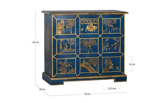 Comoda Oriental China 9 Cajones Pintados a Mano Serie Dalian