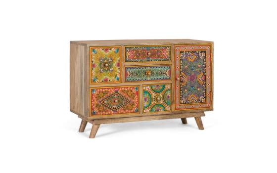 Comoda Oriental Decorada Diseño Florales Serie Tayina