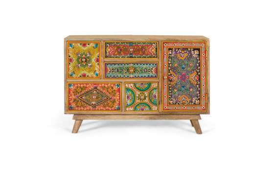 Comoda Oriental Decorada Diseño Florales Serie Tayina