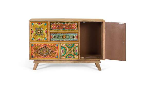 Comoda Oriental Decorada Diseño Florales Serie Tayina