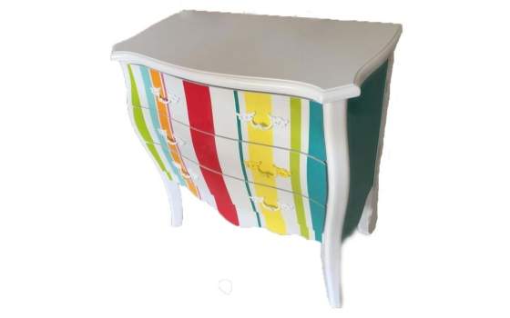 Comoda Pequeña 3 Cajones Rayas Colores Beltia