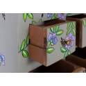 Comoda Pequeña Gris 9 Cajones Decorados con Flores Serie Alverit