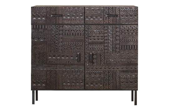 Comoda Recibidor Oriental Etnico 2 Cajones 2 Puertas Jeroglifico