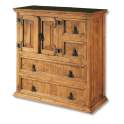 Comoda Rustica 4 Cajones 2 Puertas Madera Maciza de Pino