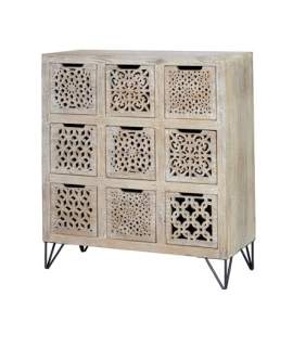 Comoda Rustica 9 Cajones Tallados Color Decape Blanco Anyada