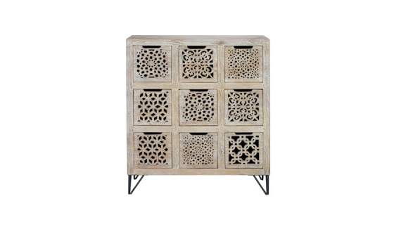 Comoda Rustica 9 Cajones Tallados Color Decape Blanco Anyada