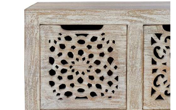 Comoda Rustica 9 Cajones Tallados Color Decape Blanco Anyada