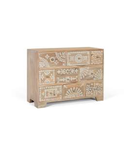 Comoda Rustica con Incrustaciones 10 Cajones - Serie Avriut