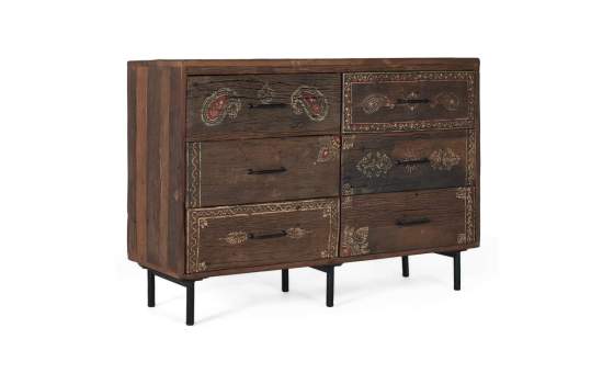 Comoda Rustica Oriental 6 Cajones - Serie Agarden