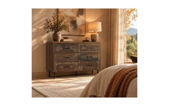 Comoda Rustica Oriental 6 Cajones - Serie Agarden
