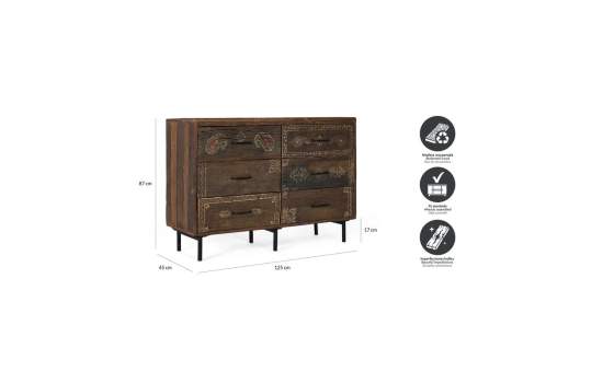 Comoda Rustica Oriental 6 Cajones - Serie Agarden