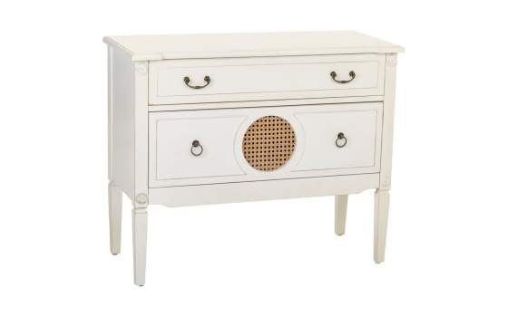 Comoda Vintage Blanca 2 Cajones Decoracion Rejilla Rivazza