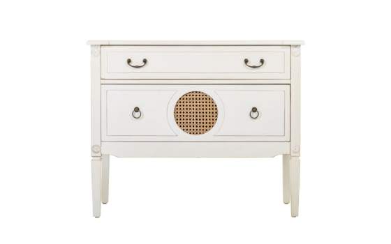 Comoda Vintage Blanca 2 Cajones Decoracion Rejilla Rivazza