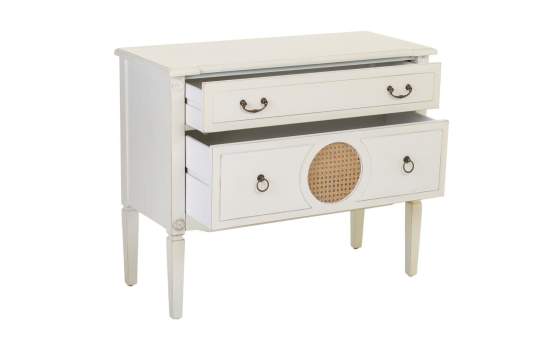 Comoda Vintage Blanca 2 Cajones Decoracion Rejilla Rivazza