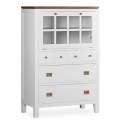 Comoda Vitrina 6 Cajones Blanca Nogal Serie Everest