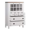 Comoda Vitrina 6 Cajones Blanca Nogal Serie Everest