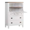 Comoda Vitrina 6 Cajones Blanca Nogal Serie Everest