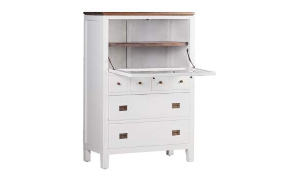 Comoda Vitrina 6 Cajones Blanca Nogal Serie Everest