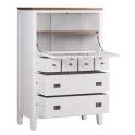 Comoda Vitrina 6 Cajones Blanca Nogal Serie Everest