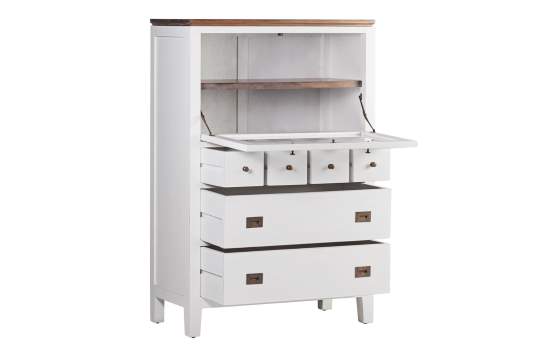 Comoda Vitrina 6 Cajones Blanca Nogal Serie Everest