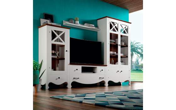 Mueble para salón de 291 cm en color blanco mate