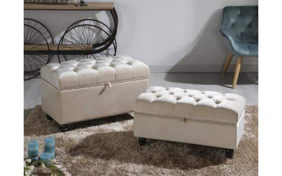 Conjunto 2 Baules Tela Terciopelo Beige Agniel