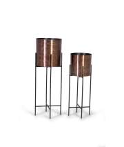 Conjunto 2 Maceteros Metalicos Color Cobre Negro Acriano