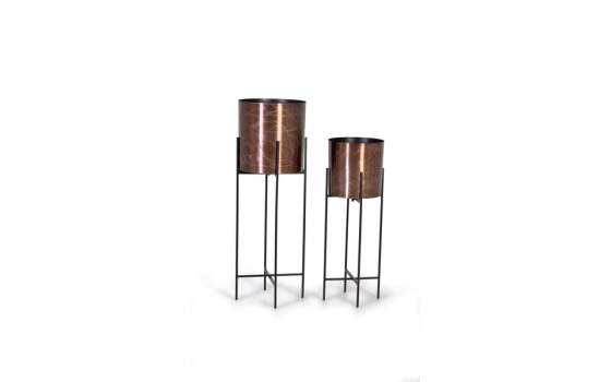 Conjunto 2 Maceteros Metalicos Color Cobre Negro Acriano