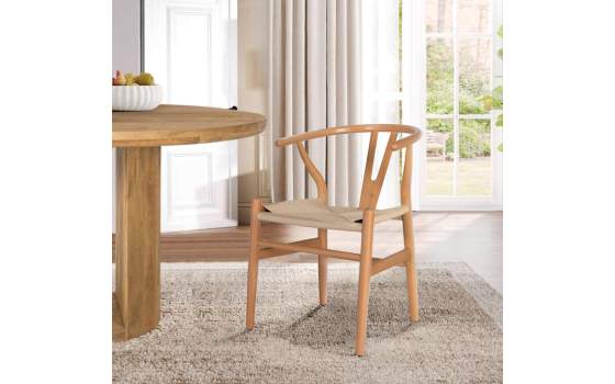 Conjunto 2 Sillas Actuales Madera Natural y Cuerda Asnara