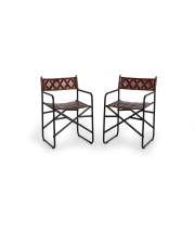 Conjunto 2 Sillas Forja y Cuero Marron Serie Adevar