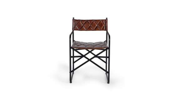 Conjunto 2 Sillas Forja y Cuero Marron Serie Adevar