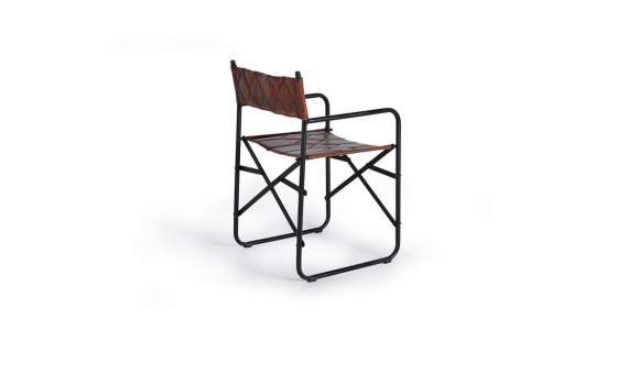 Conjunto 2 Sillas Forja y Cuero Marron Serie Adevar