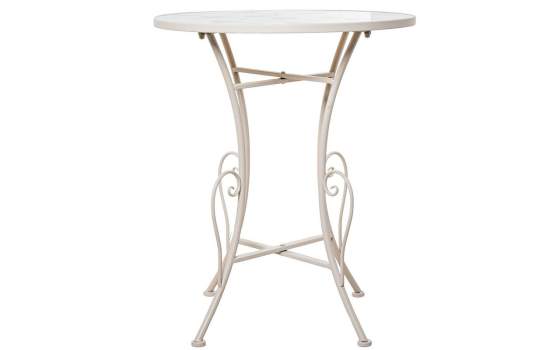 Conjunto 2 Sillas Mesa Jardín Tapa Cerámica Forja Blanca Audyn