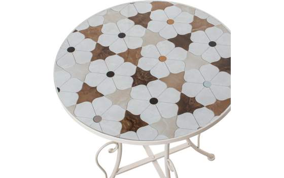 Conjunto 2 Sillas Mesa Jardín Tapa Cerámica Forja Blanca Audyn