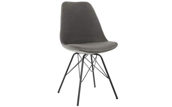 Conjunto 2 Sillas Modernas Tapizadas Gris Patas Metalicas Airsan