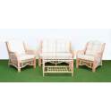 Conjunto 2 Sillones 1 Sofa Mesa Rattan Blanco Patina Juncalet