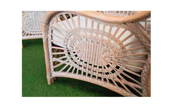 Conjunto 2 Sillones 1 Sofa Mesa Rattan Blanco Patina Juncalet