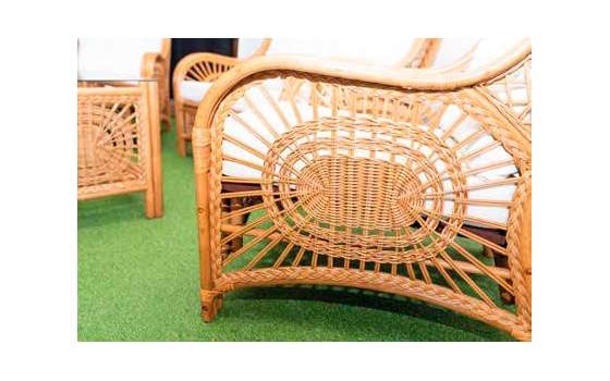 Conjunto 2 Sillones 1 Sofa  Mesa Rattan Medula Tapizado Juncalet