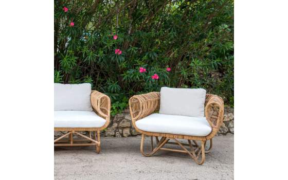 Conjunto 2 Sillones Sofa 2 Plazas Rattan Tapizado Serie Alakau Conjunto 2 Sillones Sofa 2 Plazas Rattan Tapizado Serie Alakau